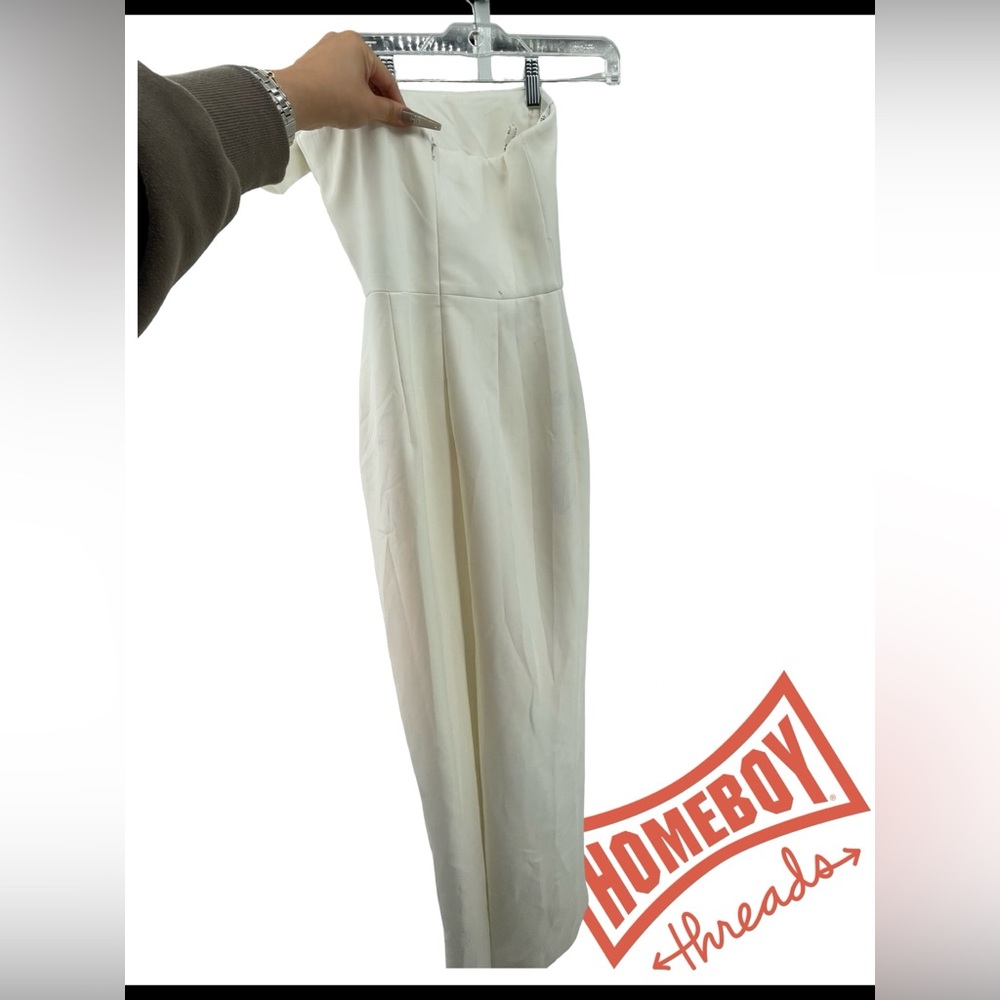 Black Halo Strapless Beige Gown - Picture 3 of 4